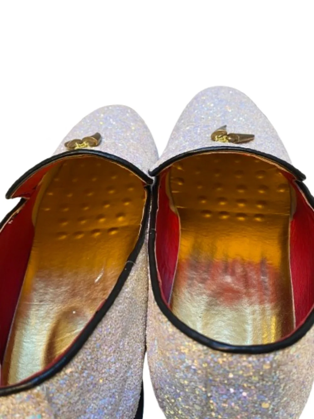 Men's White Iridescent Glitter Loafers Dress Shoes